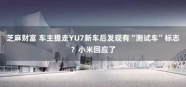 芝麻财富 车主提走YU7新车后发现有“测试车”标志？小米回应了